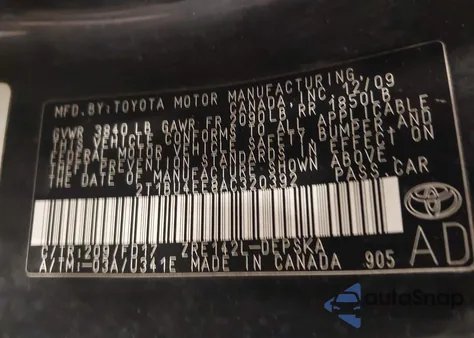 2010 Toyota Corolla S from USA, damaged, VIN 2T1BU4EE8AC320392